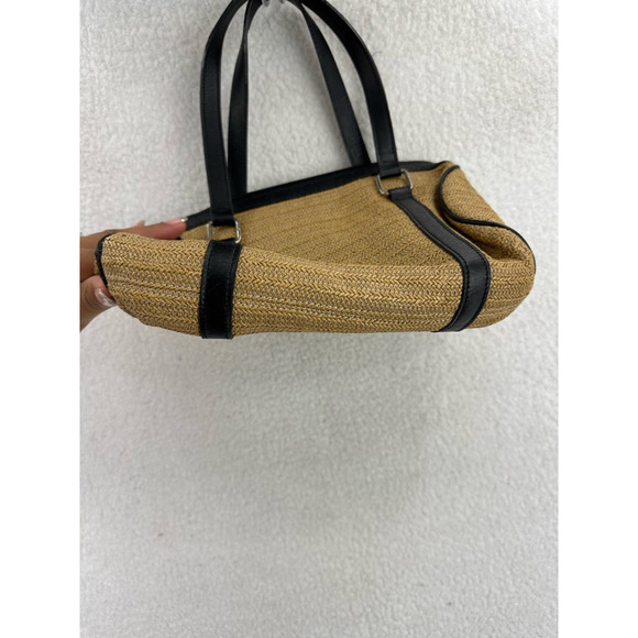 Maxx New York Womens Shoulder Bag Purse Beige Straw & Leather Dual Handle - Picture 3 of 9